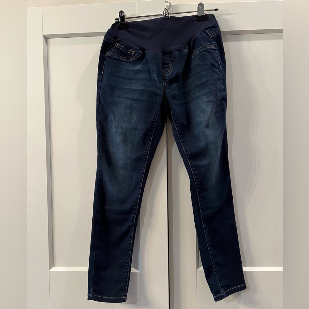 Blue Savvy Maternity Cropped Over-the-Belly Jeans, Medium
